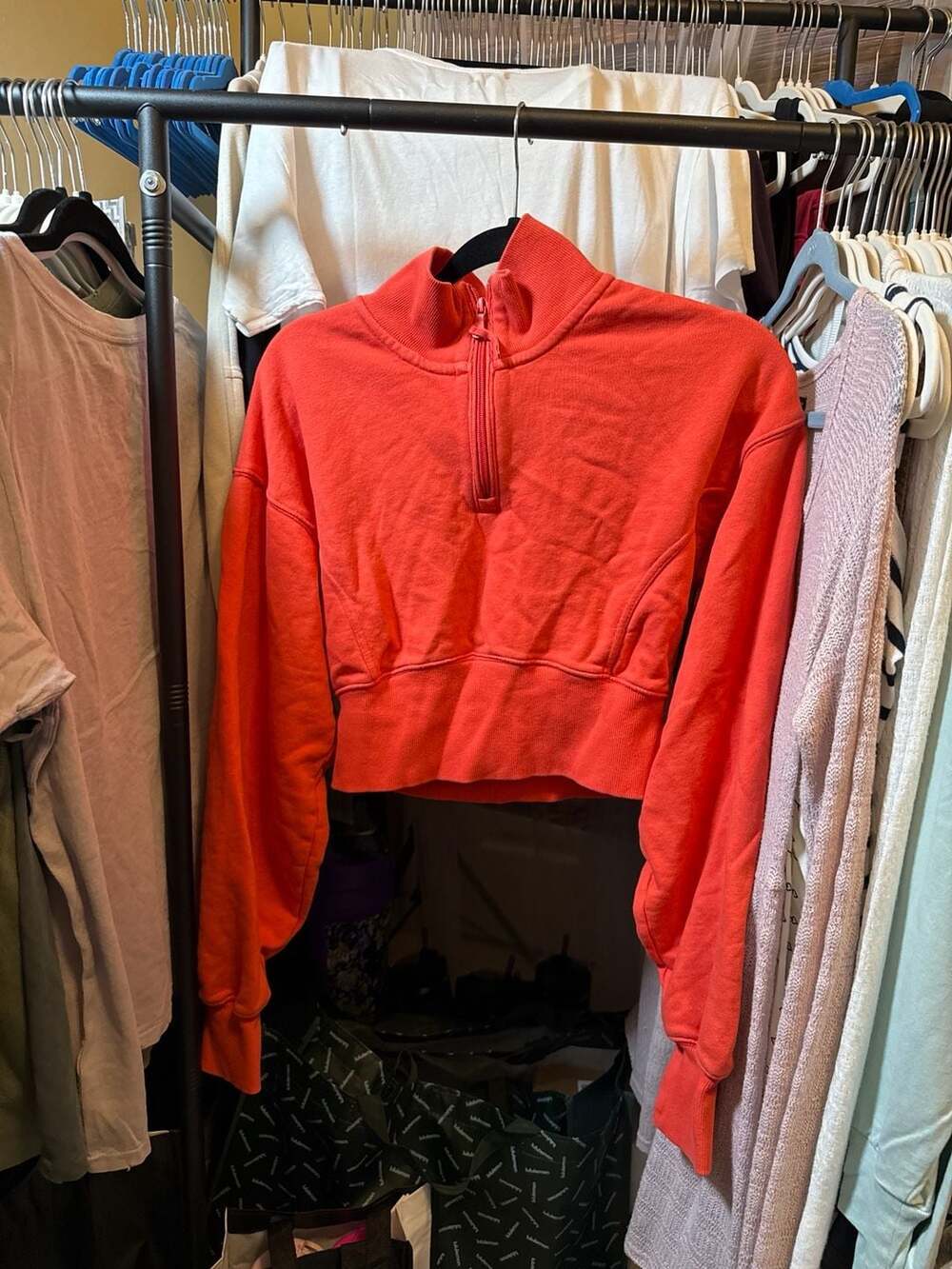 OFFLINE by Aerie Red Quater Zip Cropped Sweatshirt